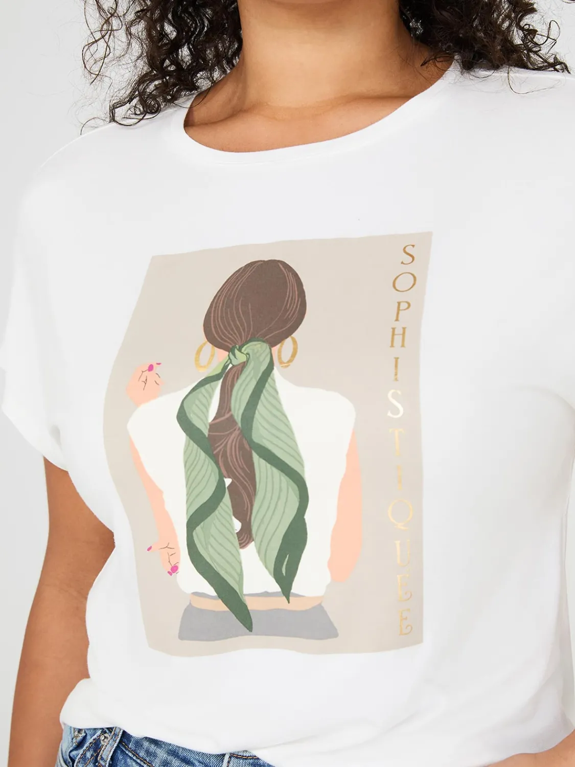 Suzy Shier Short Sleeve|Tank Tops & T-Shirts>Foil "Sophistiquee" Graphic T-Shirt