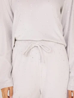 Suzy Shier Lounge & Pjs>Foil Star Print Velour Pajama Set