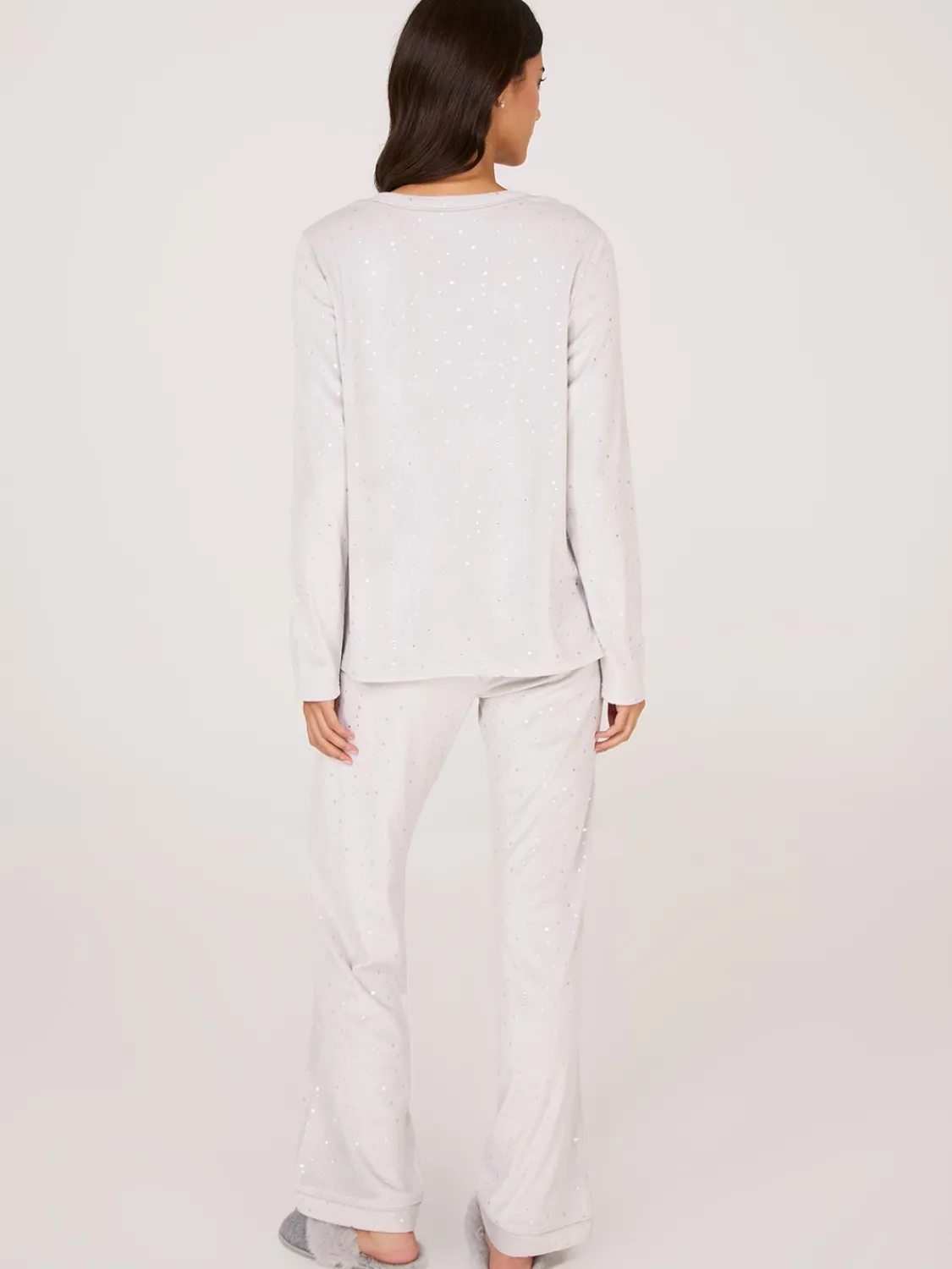 Suzy Shier Lounge & Pjs>Foil Star Print Velour Pajama Set