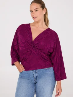 Suzy Shier Tops|Long Sleeve>Front Knot Kimono