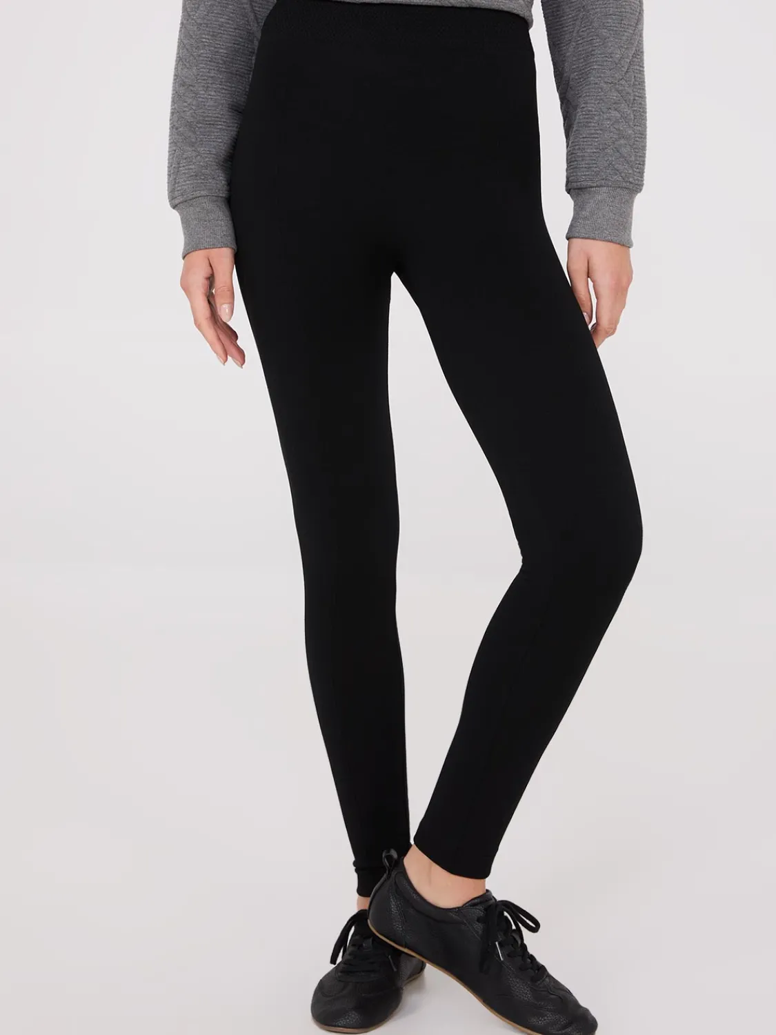 Suzy Shier Leggings & Sweatpants>Front Pintuck Fleece Lined Leggings