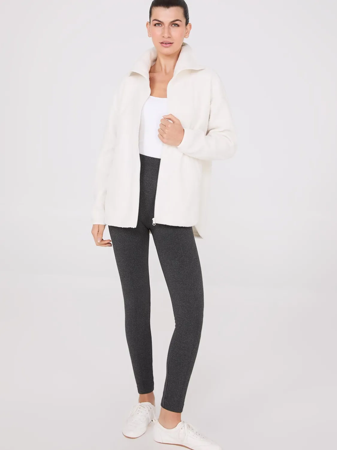 Suzy Shier Leggings & Sweatpants>Front Pintuck Fleece Lined Leggings