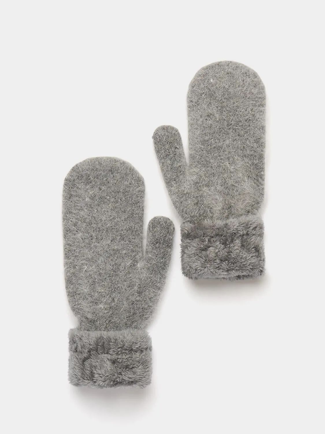 Suzy Shier Hats & Scarves & Gloves>Fuzzy Mittens With Faux Fur Cuffs
