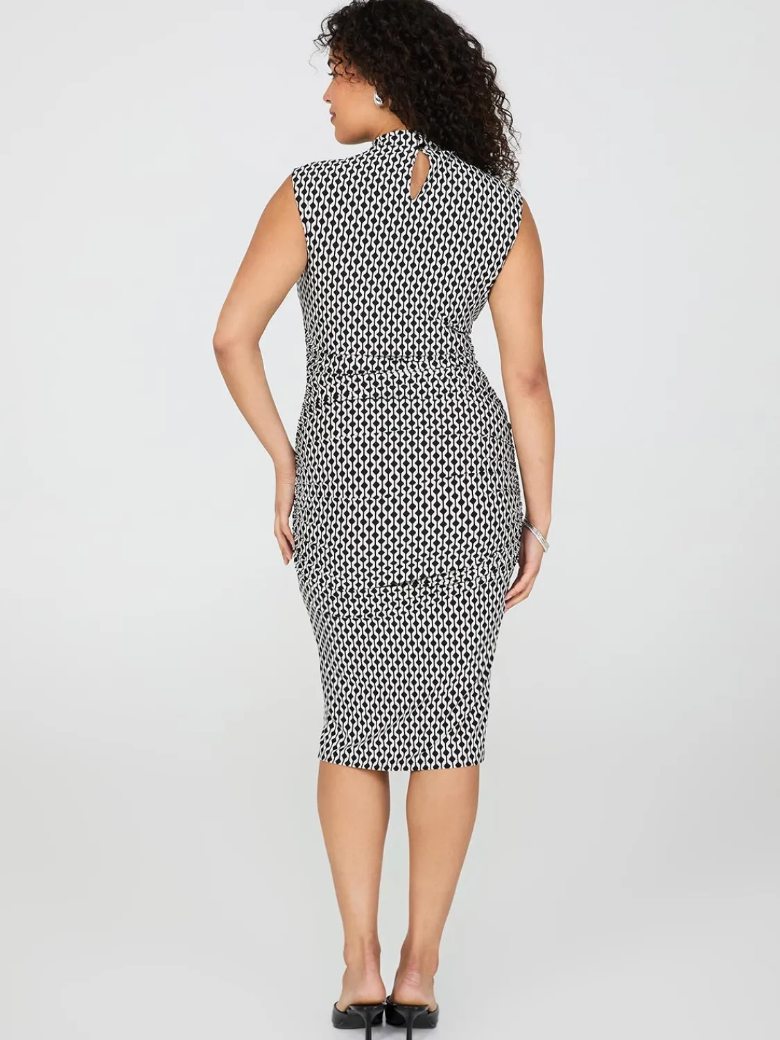 Suzy Shier Work Dresses|Dresses>Geo Print Gathered Column Dress