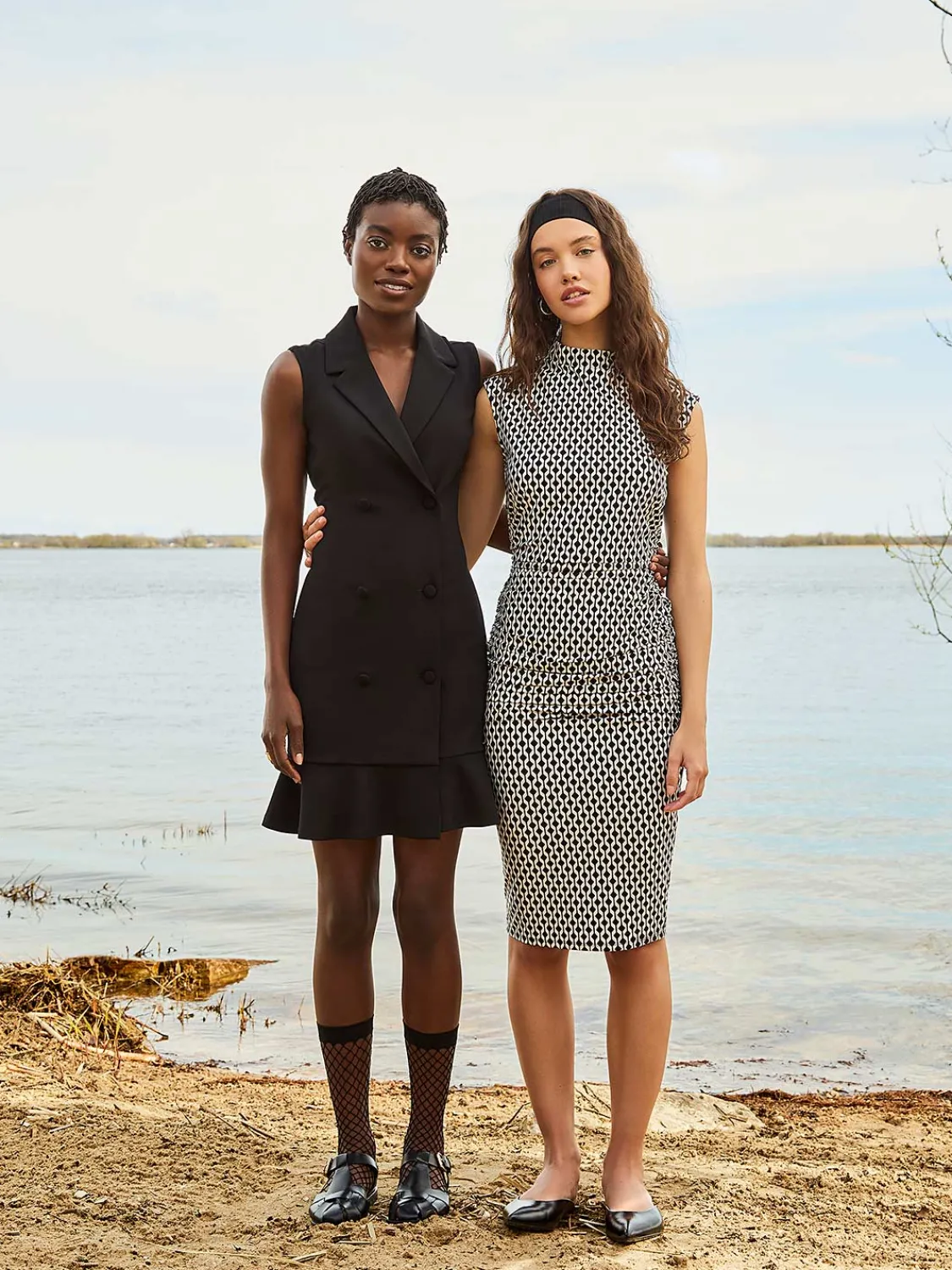Suzy Shier Work Dresses|Dresses>Geo Print Gathered Column Dress