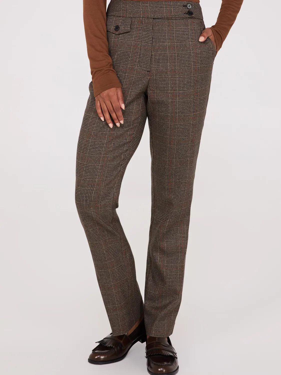 Suzy Shier Suiting|Bottoms>Glen Plaid Straight Leg Pants
