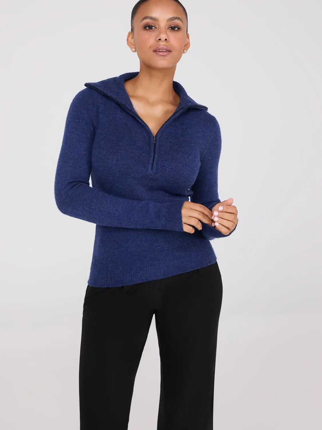 Suzy Shier Long Sleeve|Sweaters & Cardigans>Half-Zip High-Neck Sweater