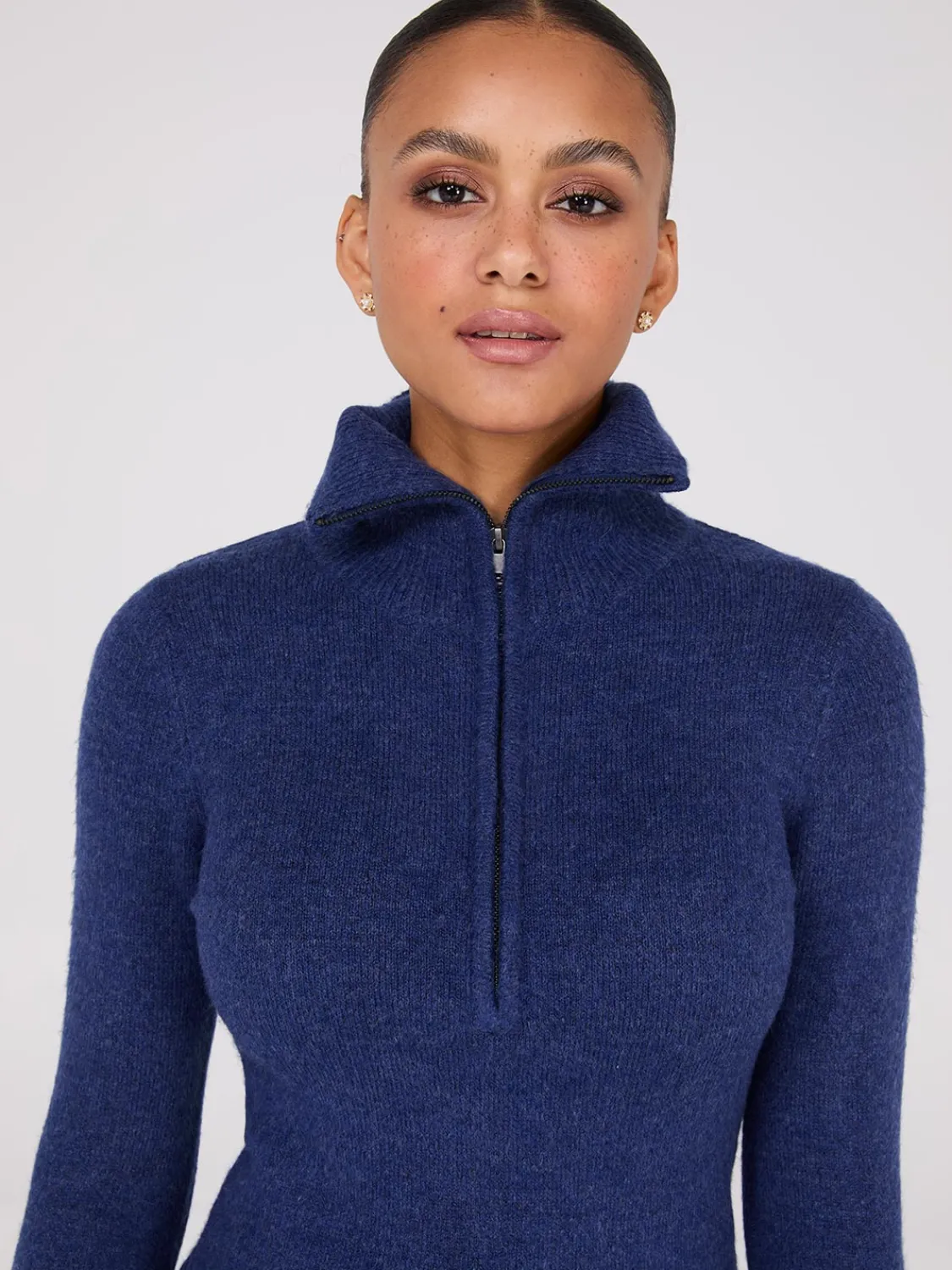 Suzy Shier Long Sleeve|Sweaters & Cardigans>Half-Zip High-Neck Sweater