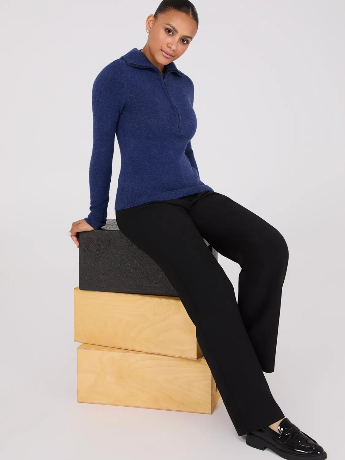 Suzy Shier Long Sleeve|Sweaters & Cardigans>Half-Zip High-Neck Sweater