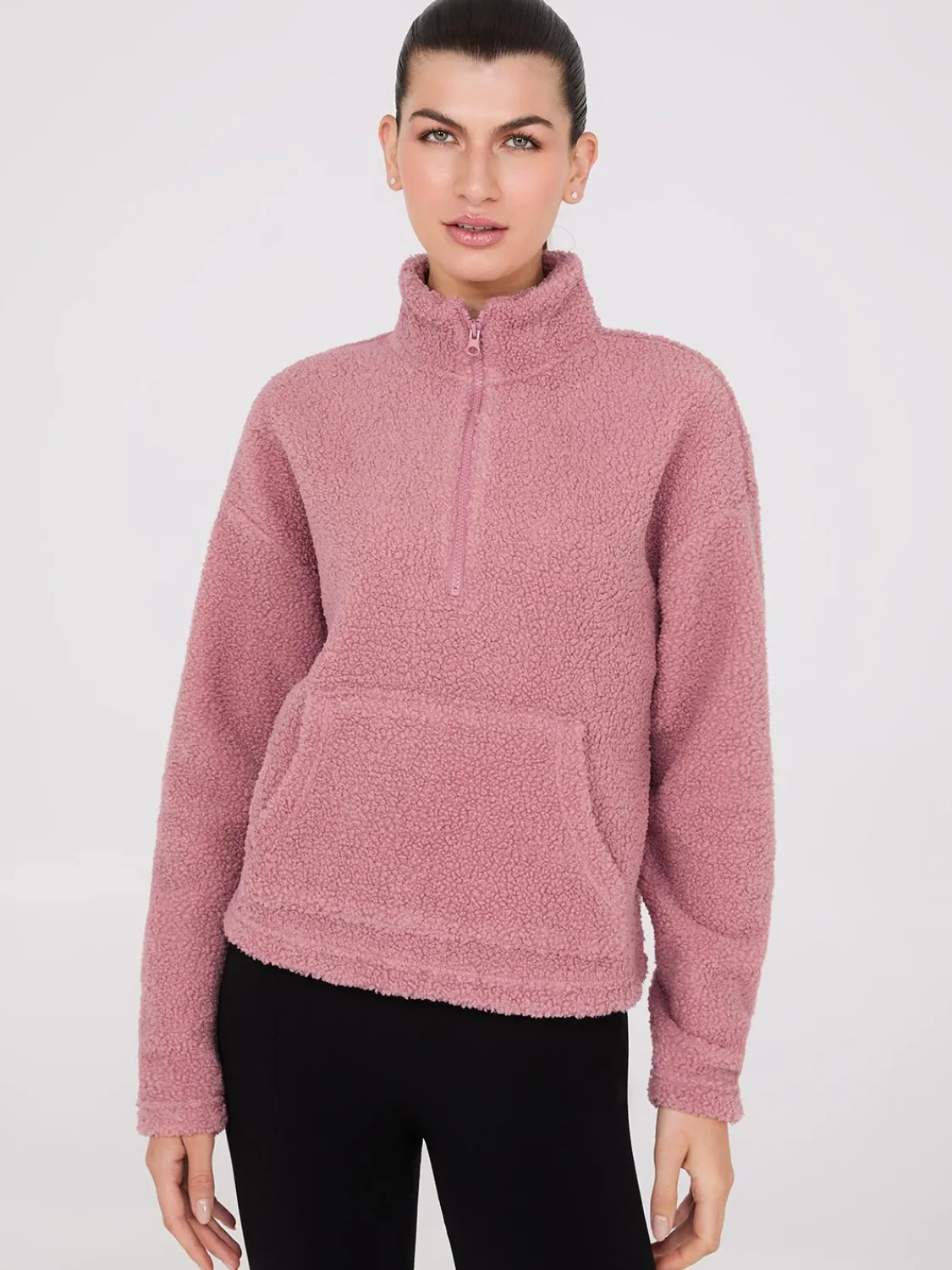 Suzy Shier Lounge & Pjs|Long Sleeve>Half-Zip Sherpa Sweater