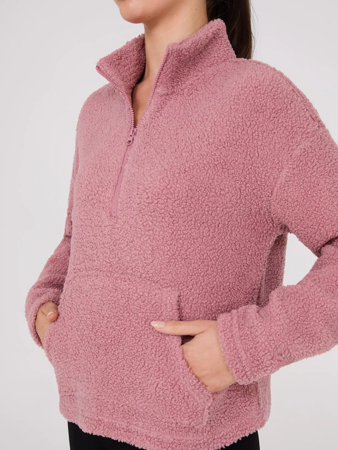 Suzy Shier Lounge & Pjs|Long Sleeve>Half-Zip Sherpa Sweater