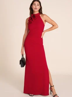 Suzy Shier Evening Gowns - Le Château>Halter Neck Gown With Rosette