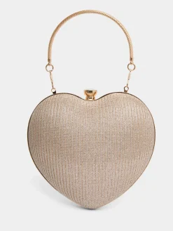 Suzy Shier Handbags By Le Château>Heart Shaped Glitter Minaudiere