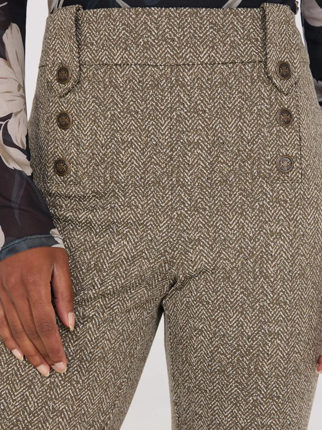 Suzy Shier Bottoms|Pants>Herringbone Straight Leg Pants