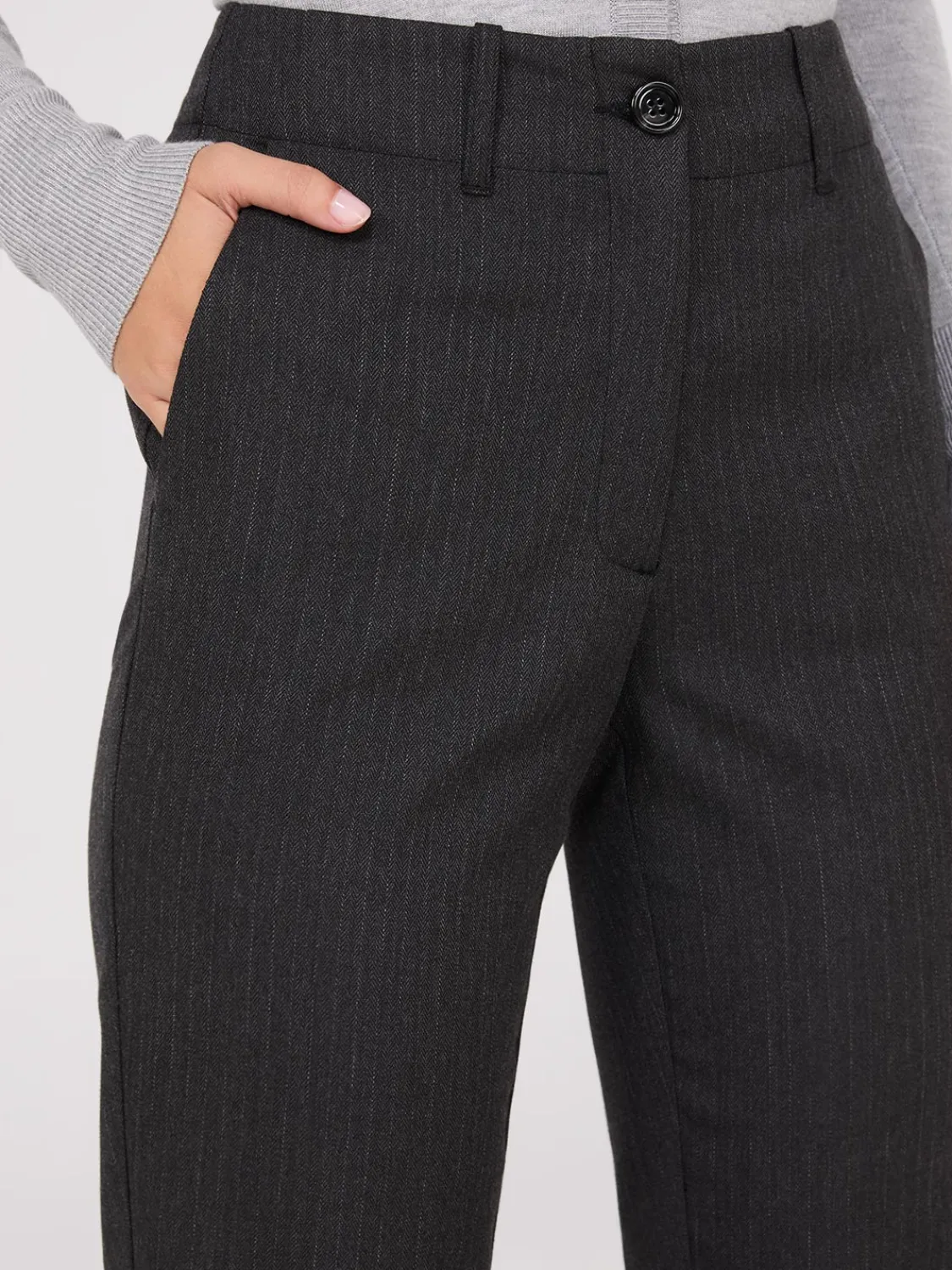 Suzy Shier Suiting|Bottoms>Herringbone Straight Leg Pants