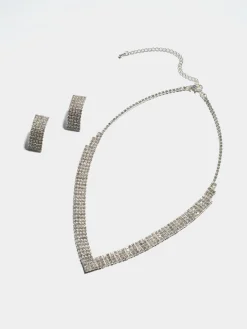 Suzy Shier Jewelry By Le Château>Jewelled V-Shape Necklace & Earring Set