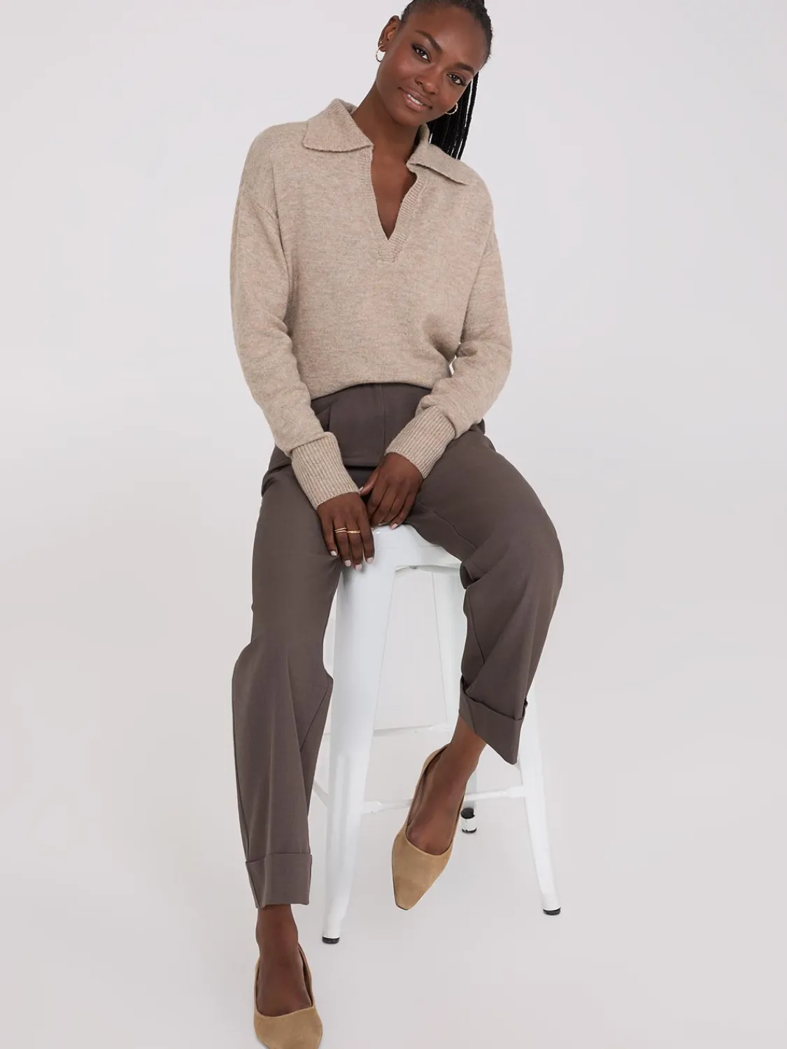 Suzy Shier Long Sleeve|Sweaters & Cardigans>Johnny Collar Long Sleeve Sweater