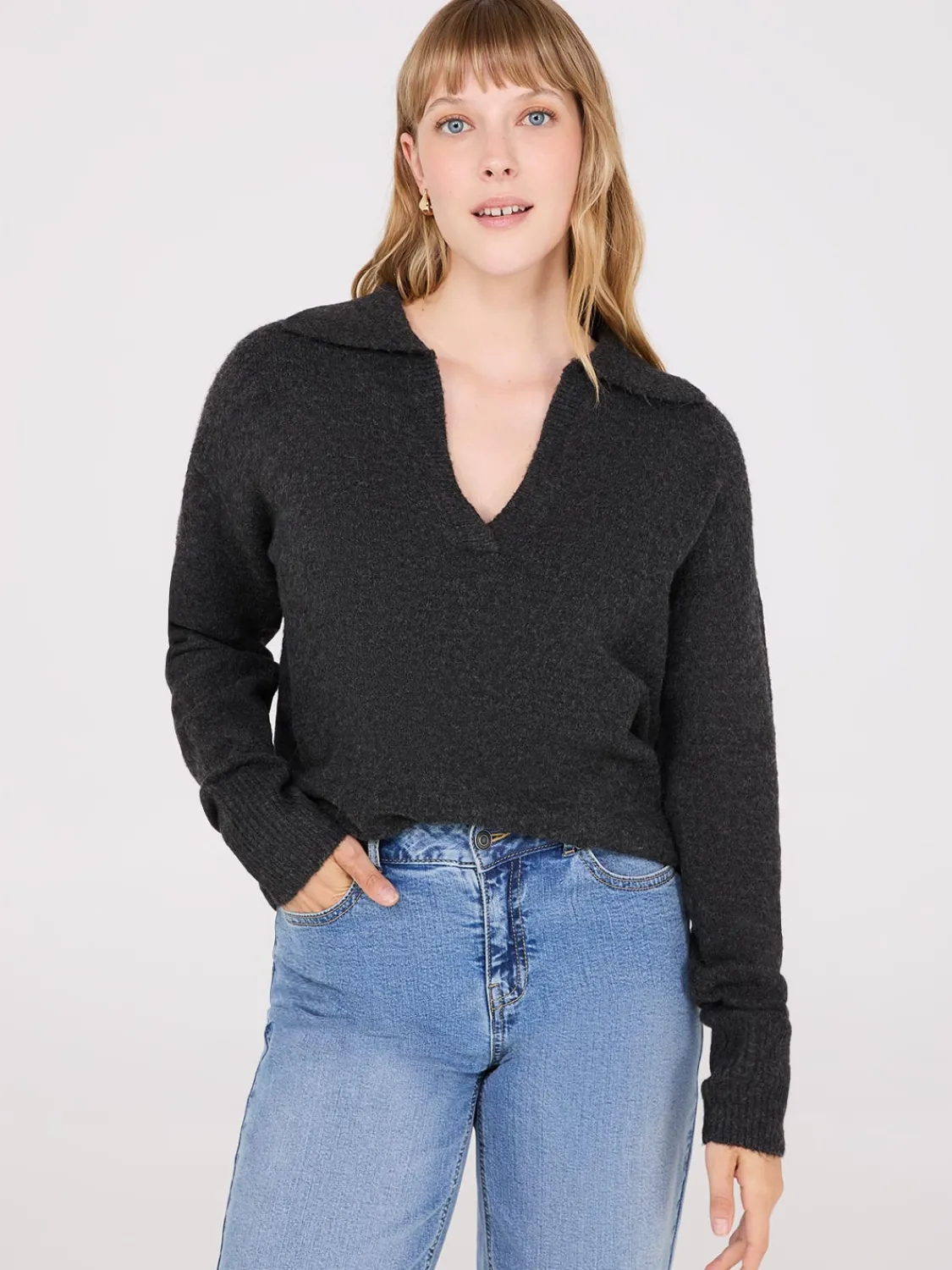 Suzy Shier Long Sleeve|Sweaters & Cardigans>Johnny Collar Long Sleeve Sweater