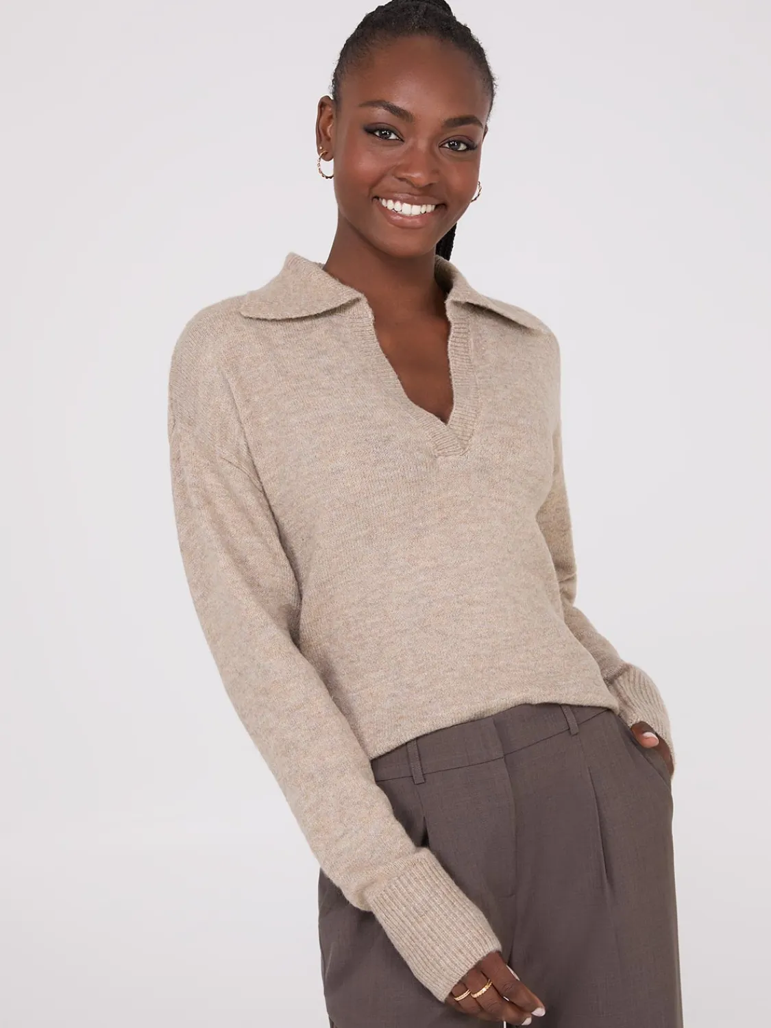 Suzy Shier Long Sleeve|Sweaters & Cardigans>Johnny Collar Long Sleeve Sweater