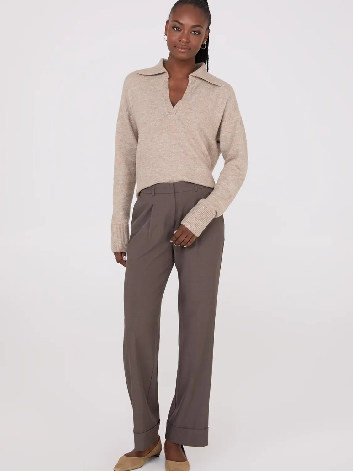 Suzy Shier Long Sleeve|Sweaters & Cardigans>Johnny Collar Long Sleeve Sweater