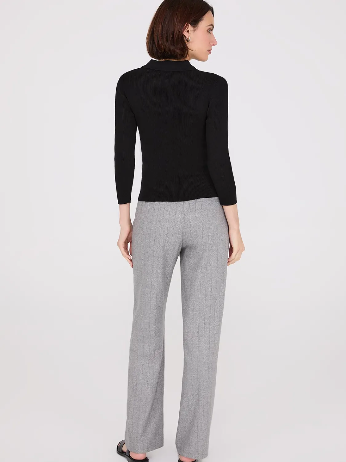 Suzy Shier Long Sleeve|Sweaters & Cardigans>Johnny Collar Ribbed Top