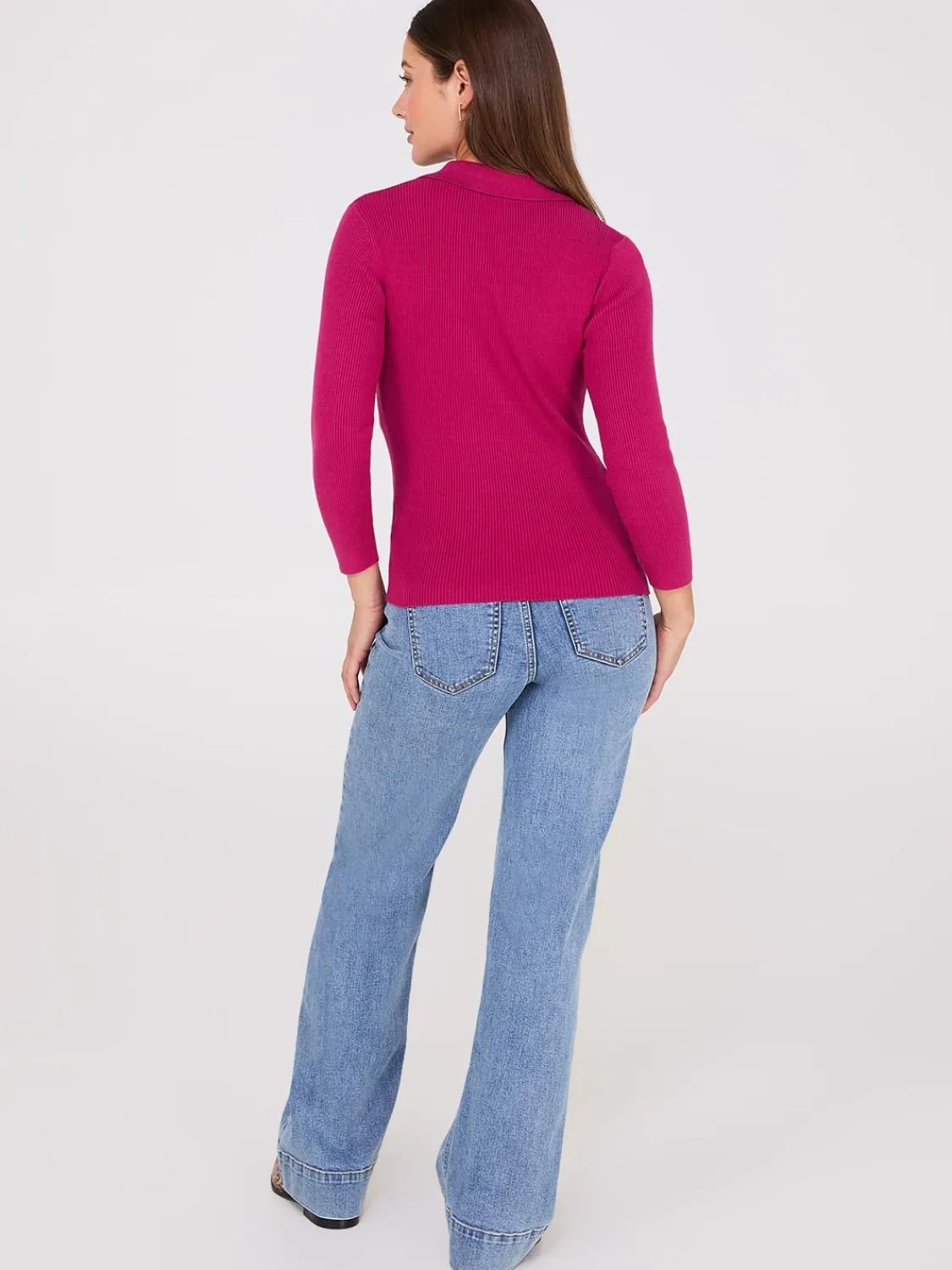 Suzy Shier Long Sleeve|Sweaters & Cardigans>Johnny Collar Ribbed Top