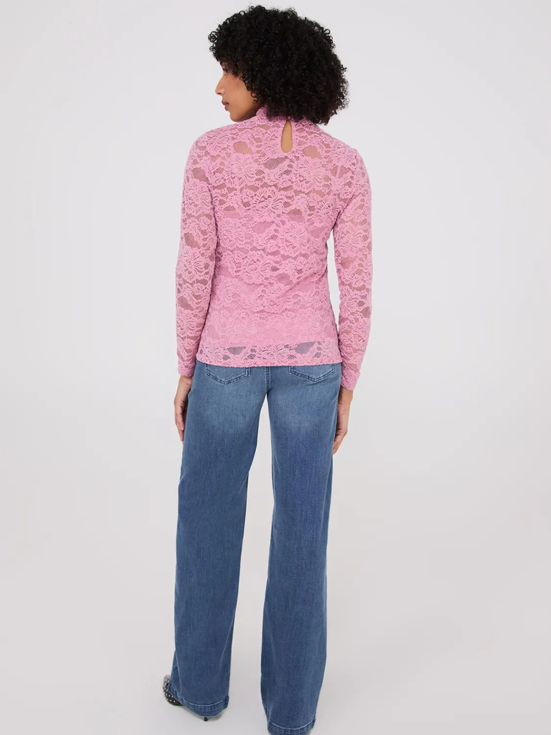 Suzy Shier Tops|Long Sleeve>Lace Mock Neck Top With Cami