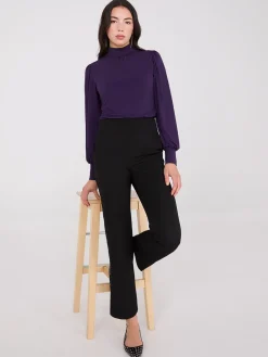 Suzy Shier Tops|Long Sleeve>Long Balloon Sleeve Mock Neck Blouse