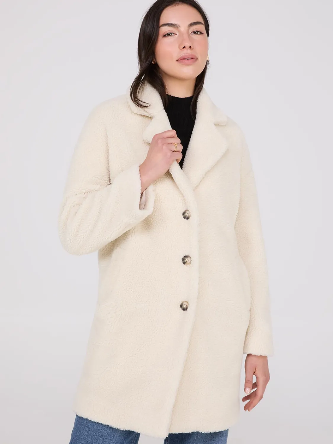 Suzy Shier Coats|Coats>Long Sherpa Teddy Coat