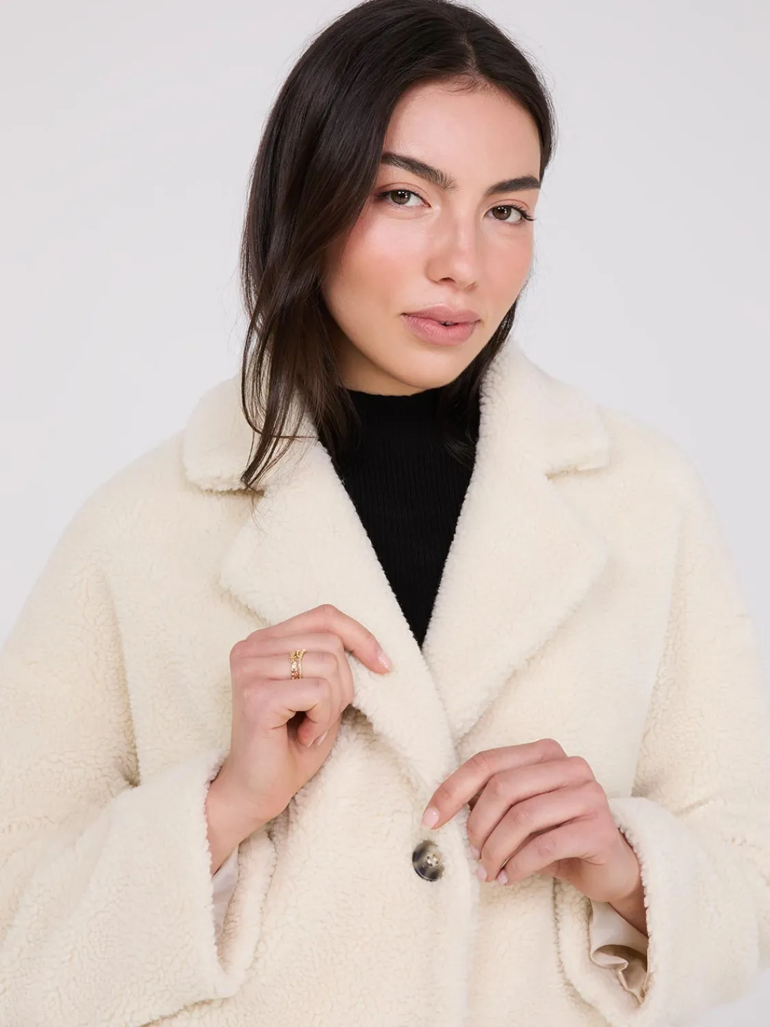 Suzy Shier Coats|Coats>Long Sherpa Teddy Coat