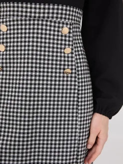 Suzy Shier Mini|Work Dresses>Long Sleeve 2-Fer Checkered Mini Dress