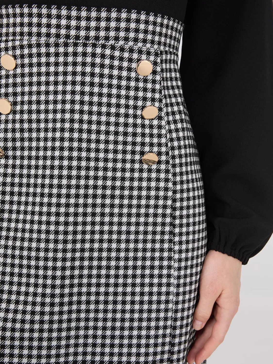 Suzy Shier Mini|Work Dresses>Long Sleeve 2-Fer Checkered Mini Dress