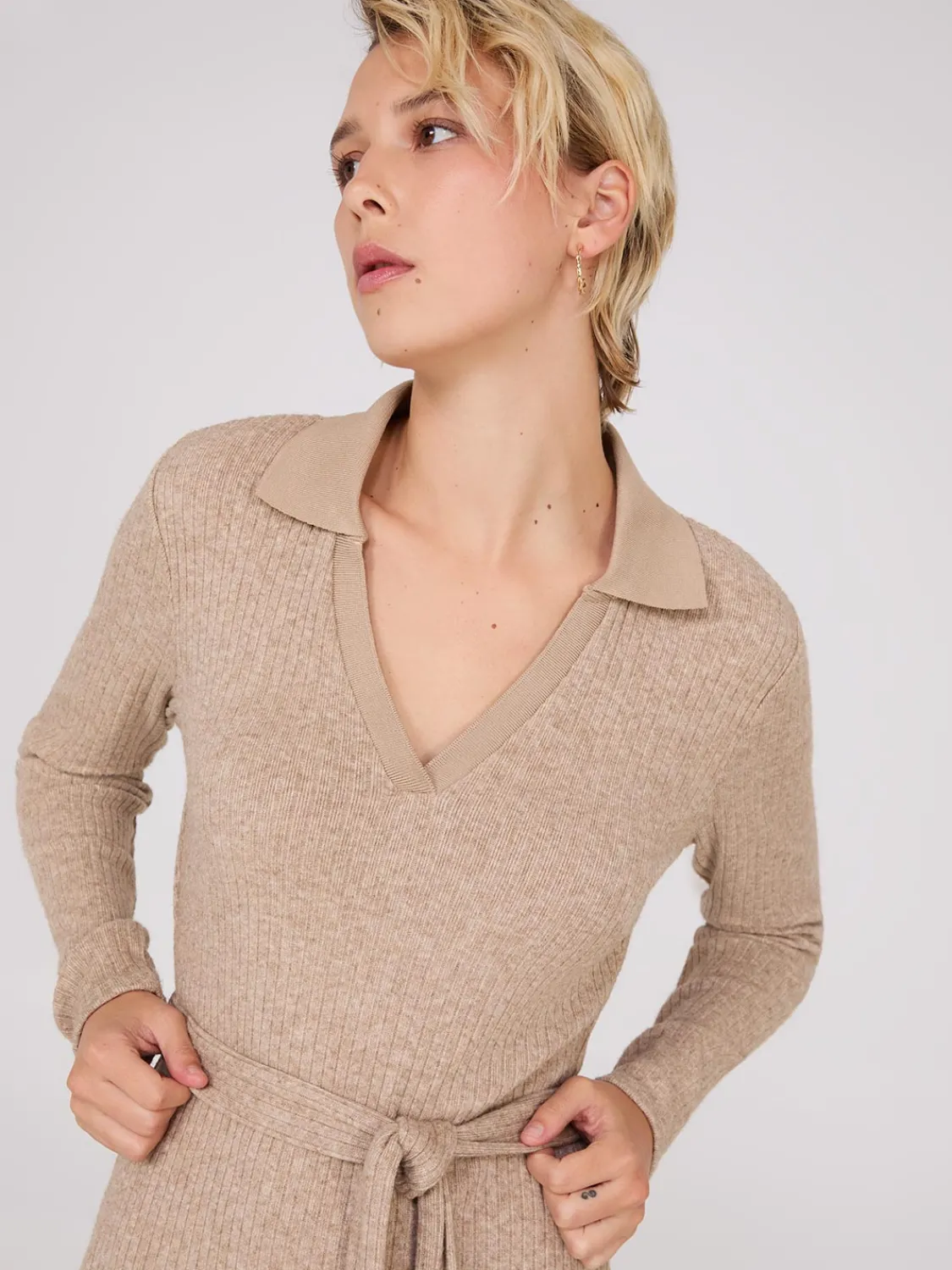 Suzy Shier Casual Dresses|Work Dresses>Long Sleeve Ribbed Midi Dress