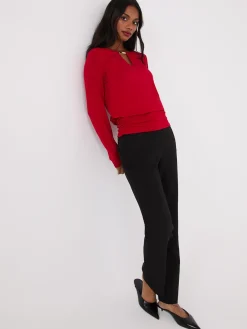 Suzy Shier Long Sleeve|Fashion Tops>Long Sleeve Top With Metal Bar Detail