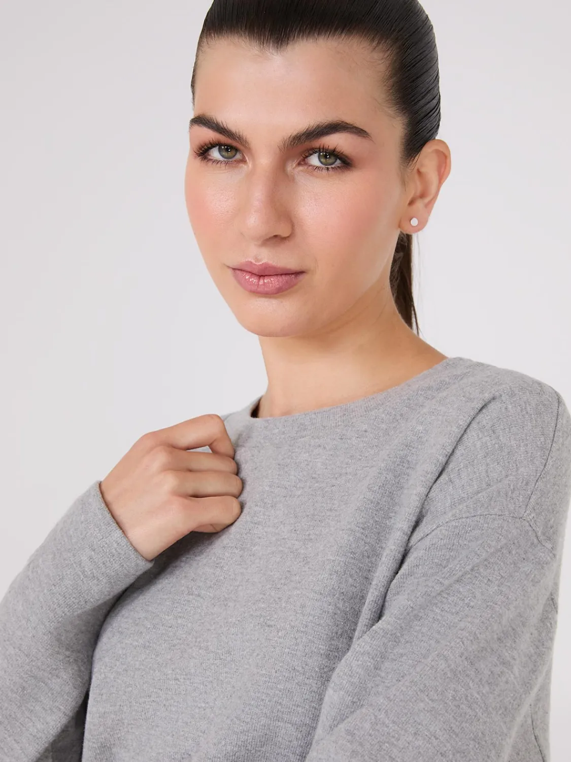 Suzy Shier Lounge & Pjs|Long Sleeve>Melange Brushed Ribbed Loose Sweatshirt