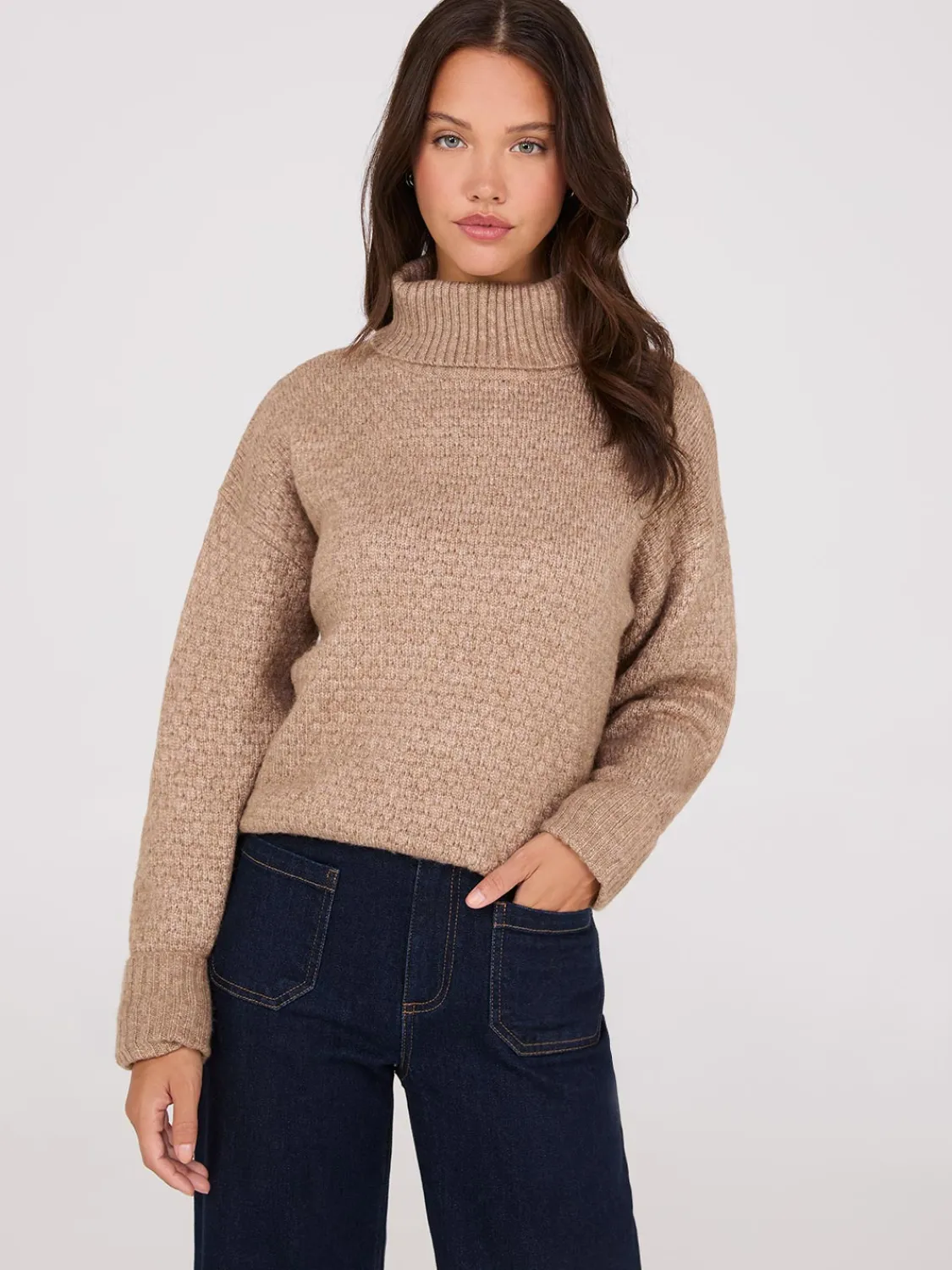 Suzy Shier Long Sleeve|Sweaters & Cardigans>Melange Diamond Honeycomb Stitch Sweater