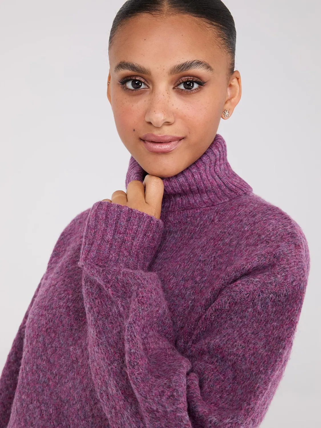Suzy Shier Long Sleeve|Sweaters & Cardigans>Melange Diamond Honeycomb Stitch Sweater