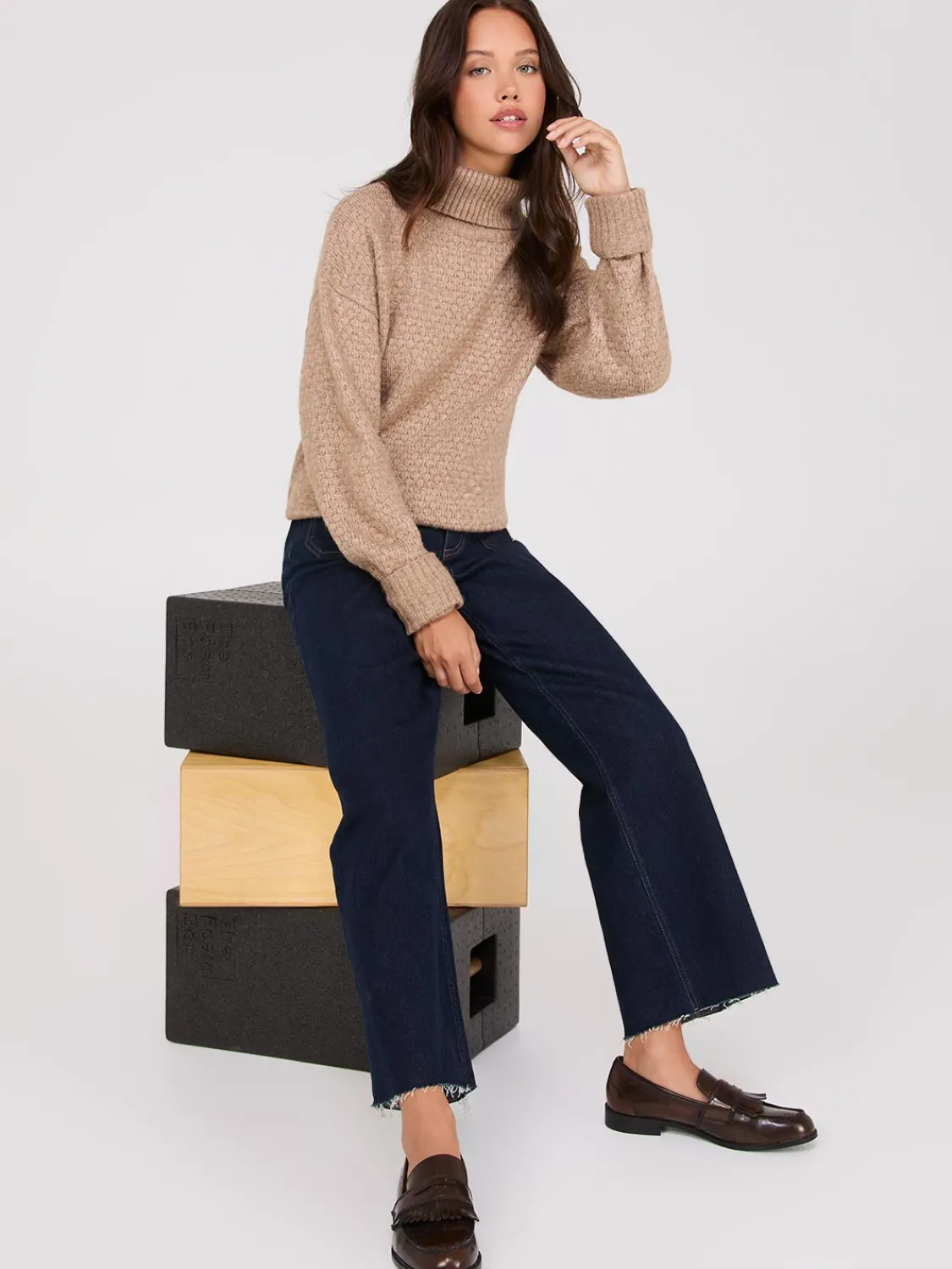 Suzy Shier Long Sleeve|Sweaters & Cardigans>Melange Diamond Honeycomb Stitch Sweater