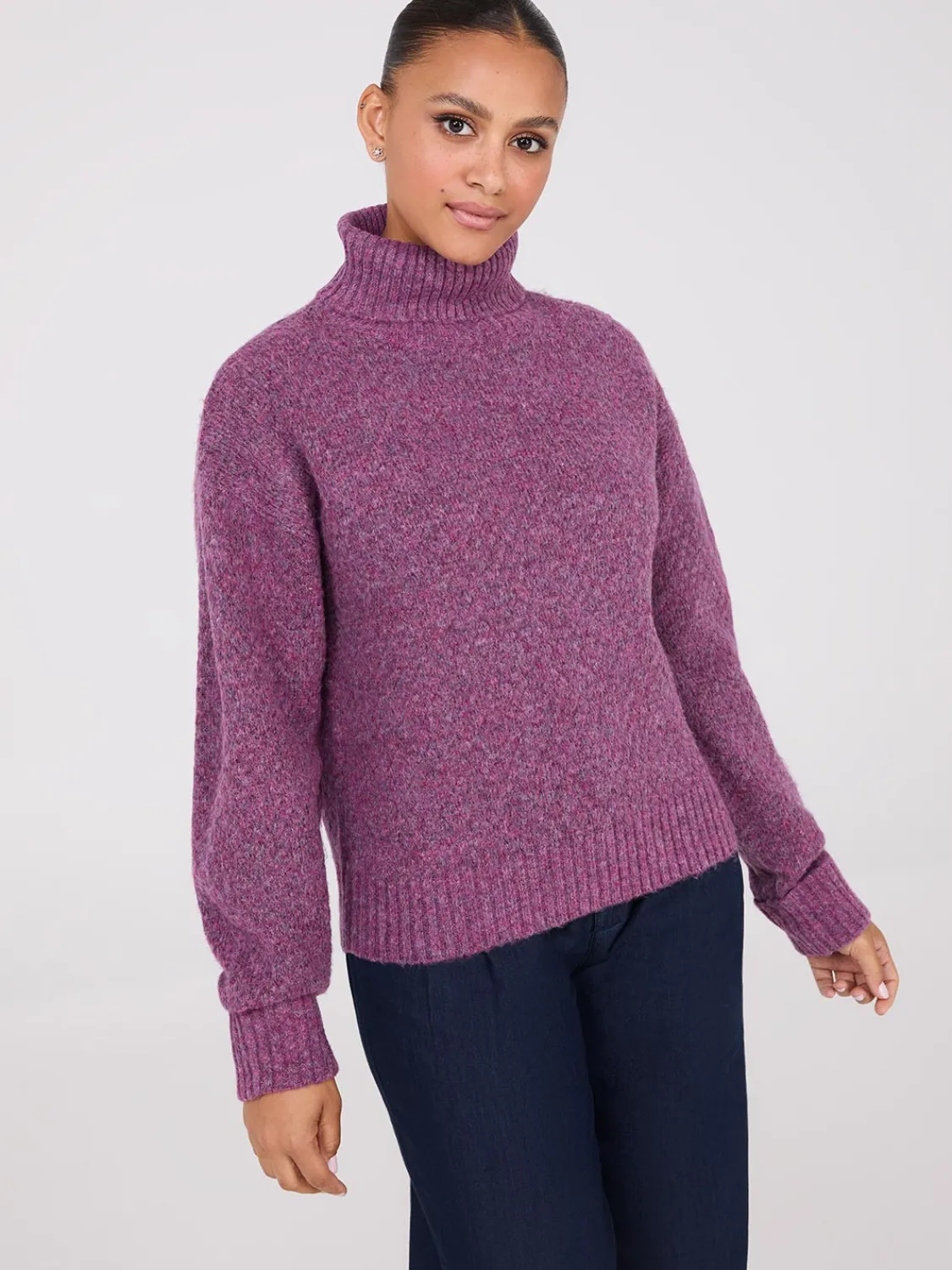 Suzy Shier Long Sleeve|Sweaters & Cardigans>Melange Diamond Honeycomb Stitch Sweater