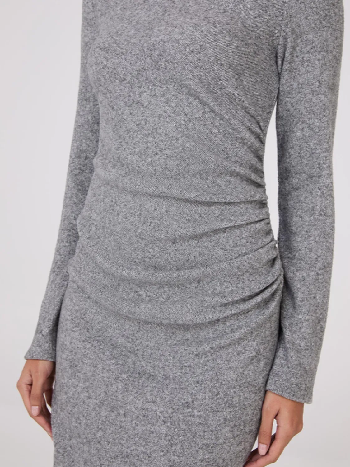 Suzy Shier Casual Dresses|Midi & Maxi>Melange Mock Neck Gathered Midi Dress