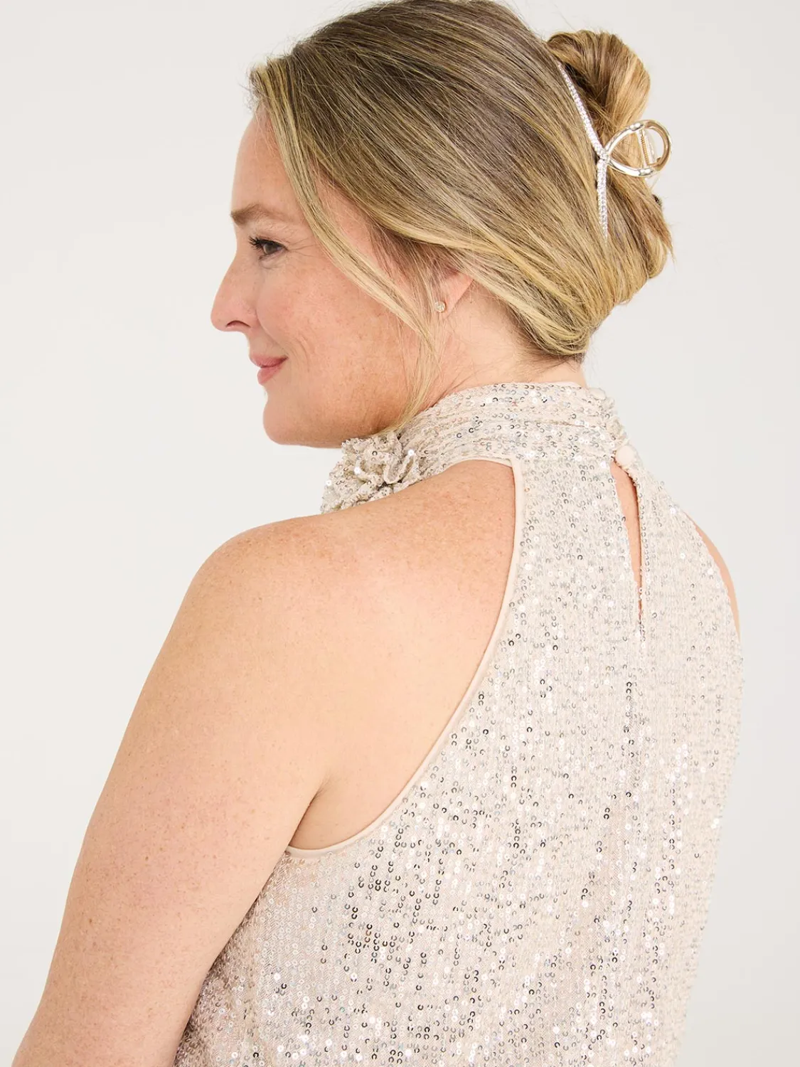 Suzy Shier Hair Accessories>Metal Claw Clip With Rhinestones