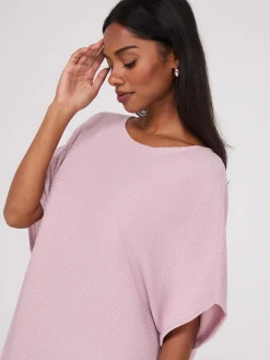 Suzy Shier Short Sleeve>Metallic Boat Neck Dolman Sleeve Top