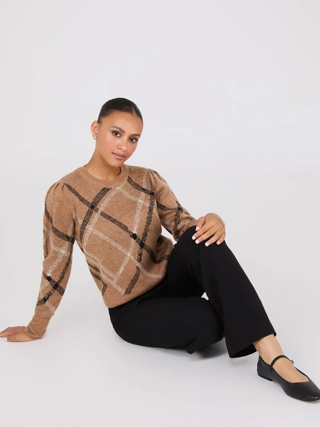 Suzy Shier Long Sleeve|Sweaters & Cardigans>Metallic Jacquard Crew Neck Sweater