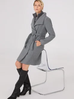 Suzy Shier Coats|Coats>Mid-Length Wrap Coat