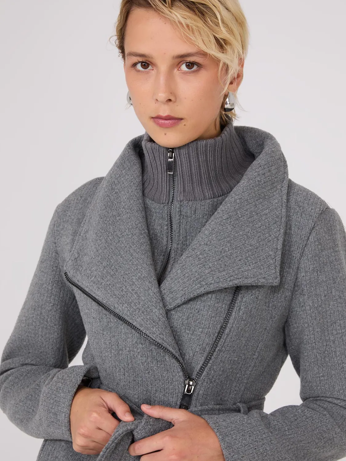 Suzy Shier Coats|Coats>Mid-Length Wrap Coat