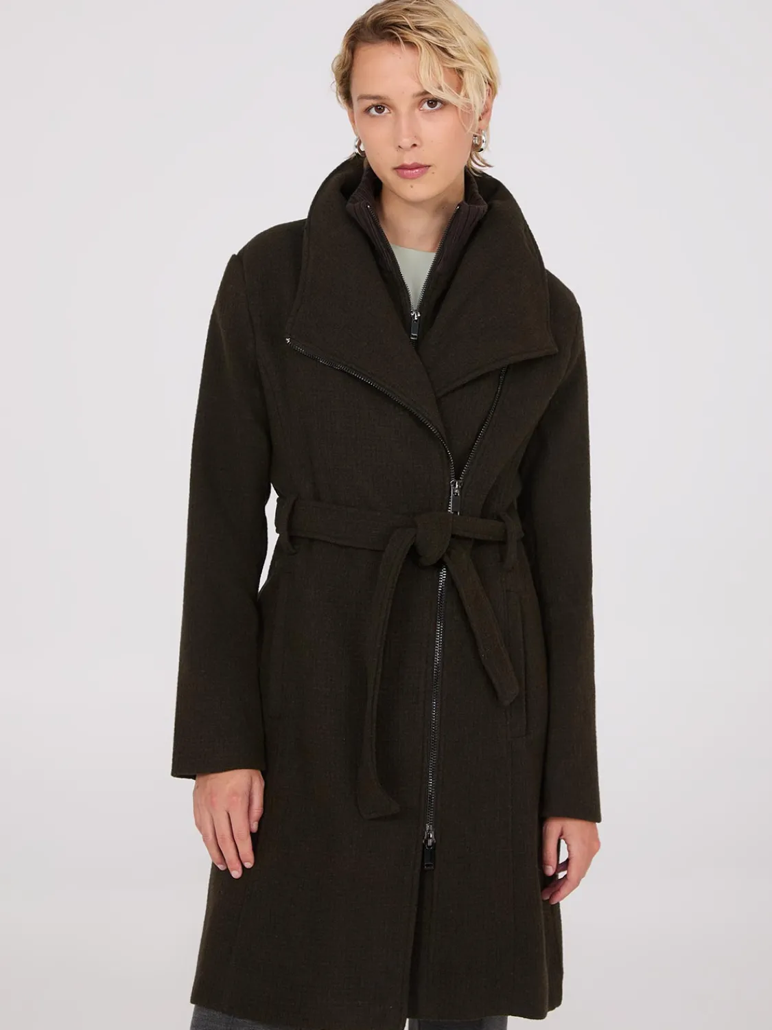 Suzy Shier Coats|Coats>Mid-Length Wrap Coat