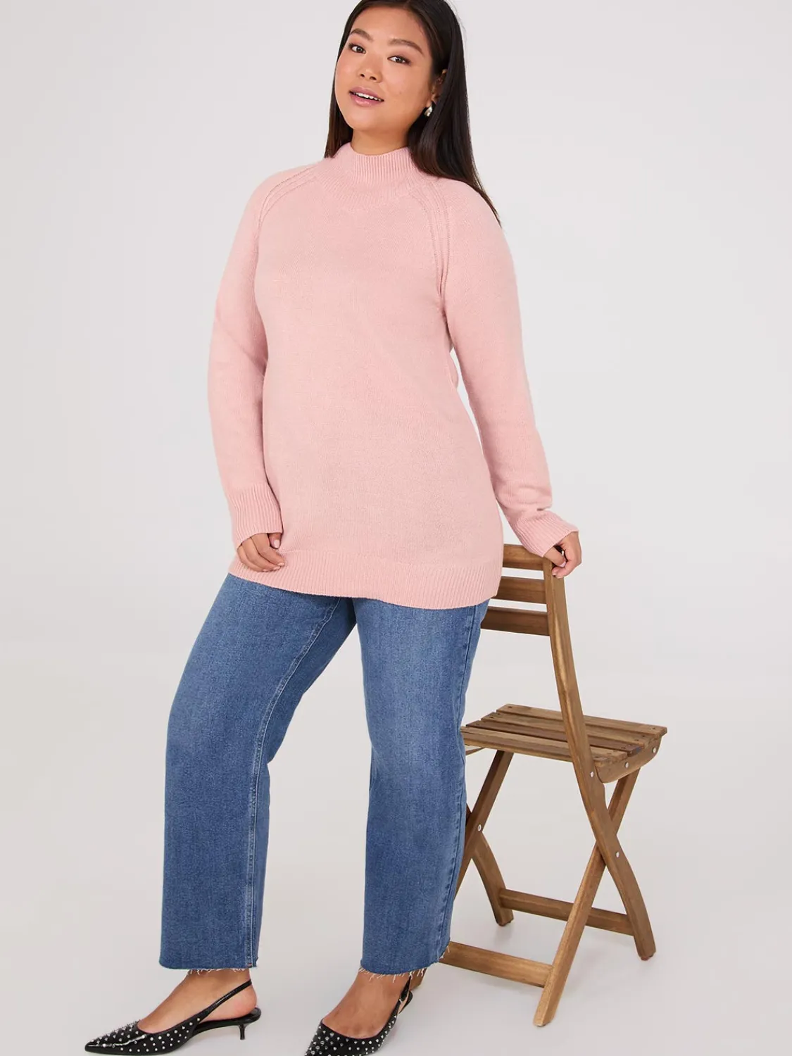Suzy Shier Long Sleeve|Sweaters & Cardigans>Mock Neck Raglan Sleeve Sweater