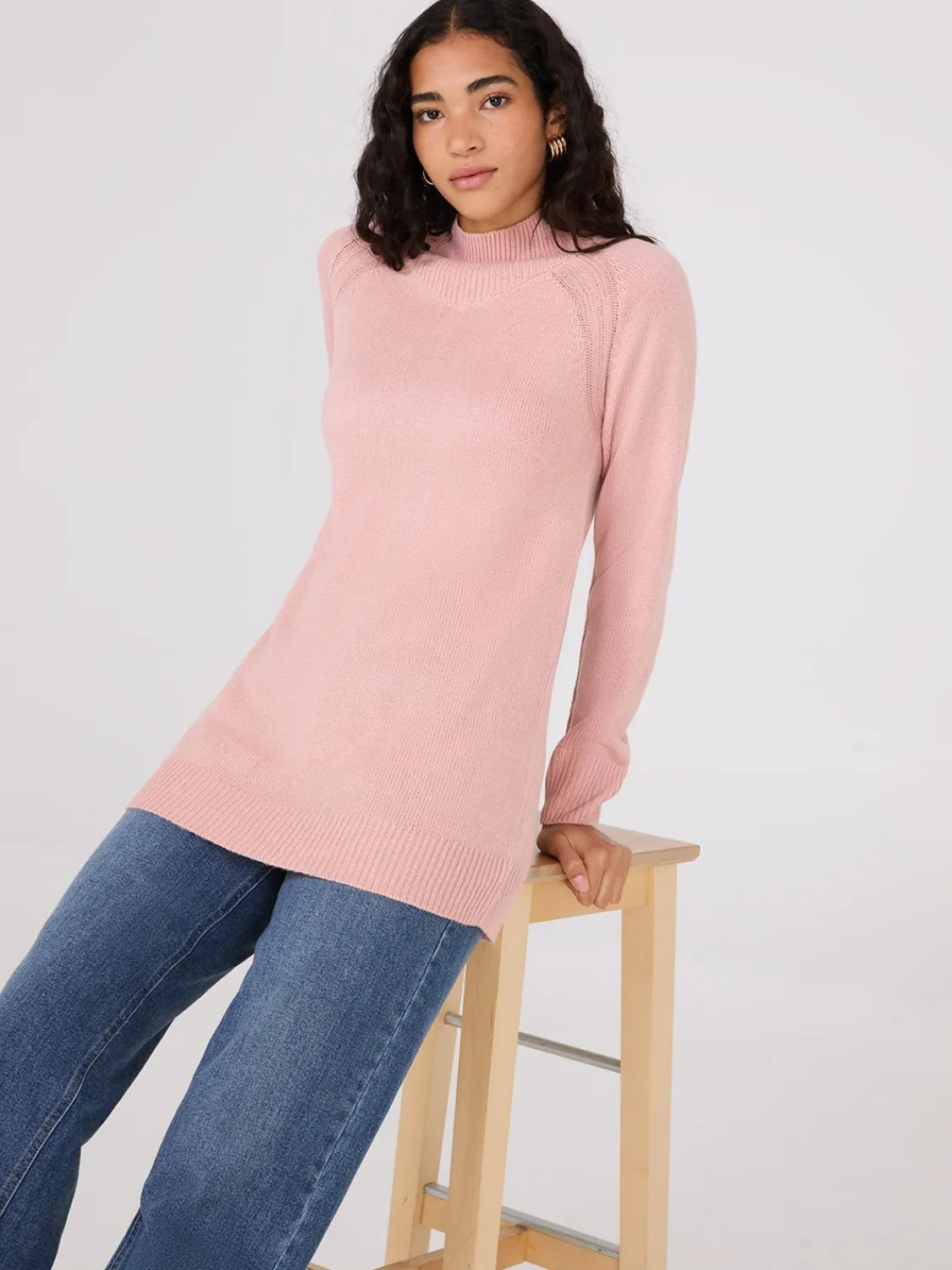 Suzy Shier Long Sleeve|Sweaters & Cardigans>Mock Neck Raglan Sleeve Sweater