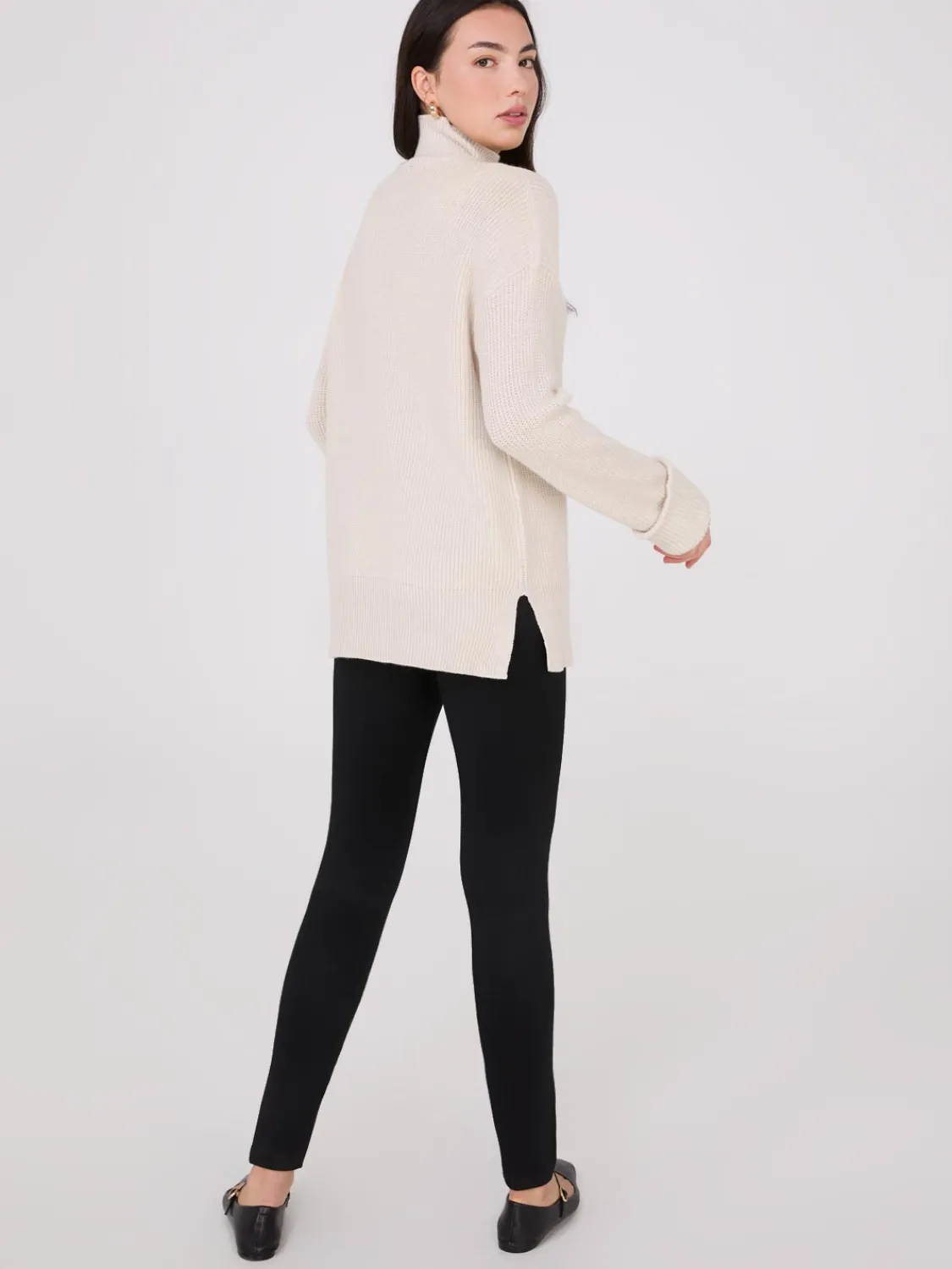 Suzy Shier Long Sleeve|Sweaters & Cardigans>Mock Neck Shaker Stitch Sweater