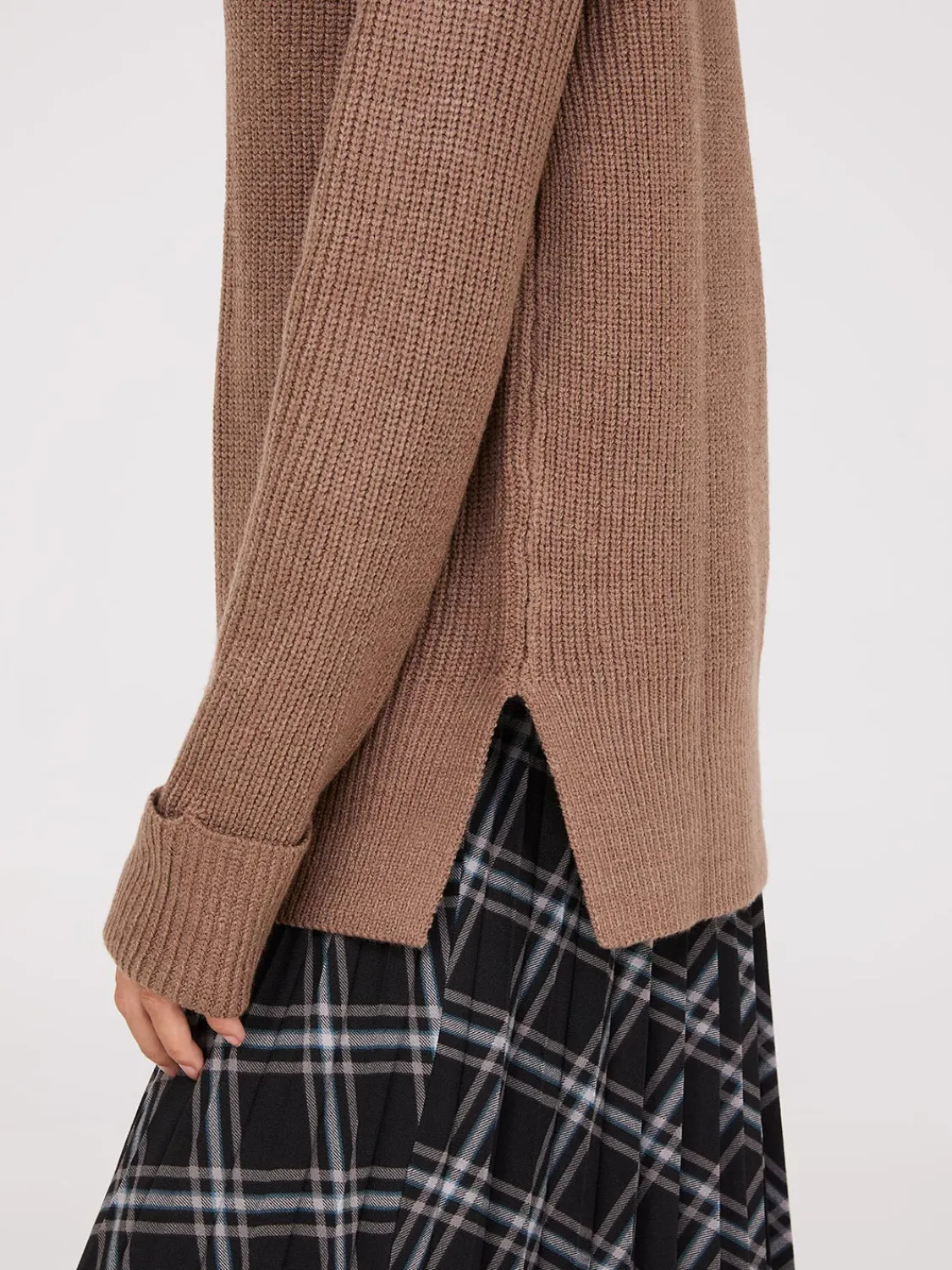 Suzy Shier Long Sleeve|Sweaters & Cardigans>Mock Neck Shaker Stitch Sweater